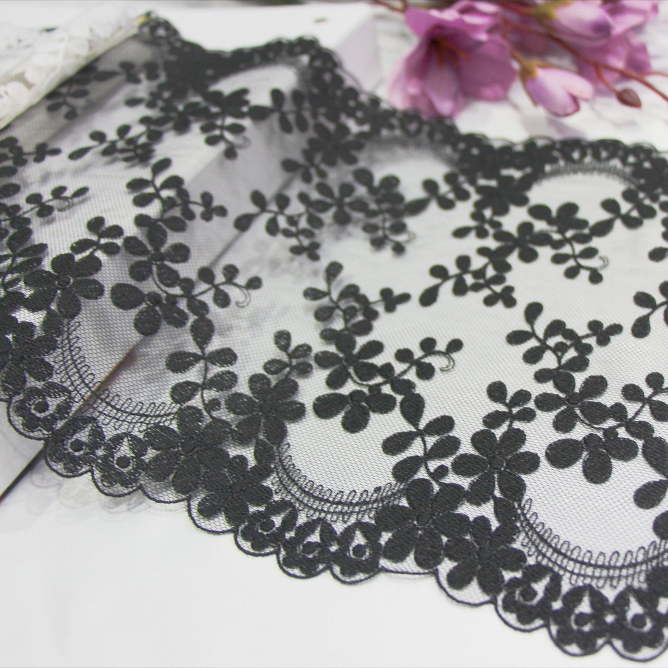 Voile Flower Fabric Embroidery Lace Tulle Embroidered Lace Trim Net Lace For Women Dress Lingerie