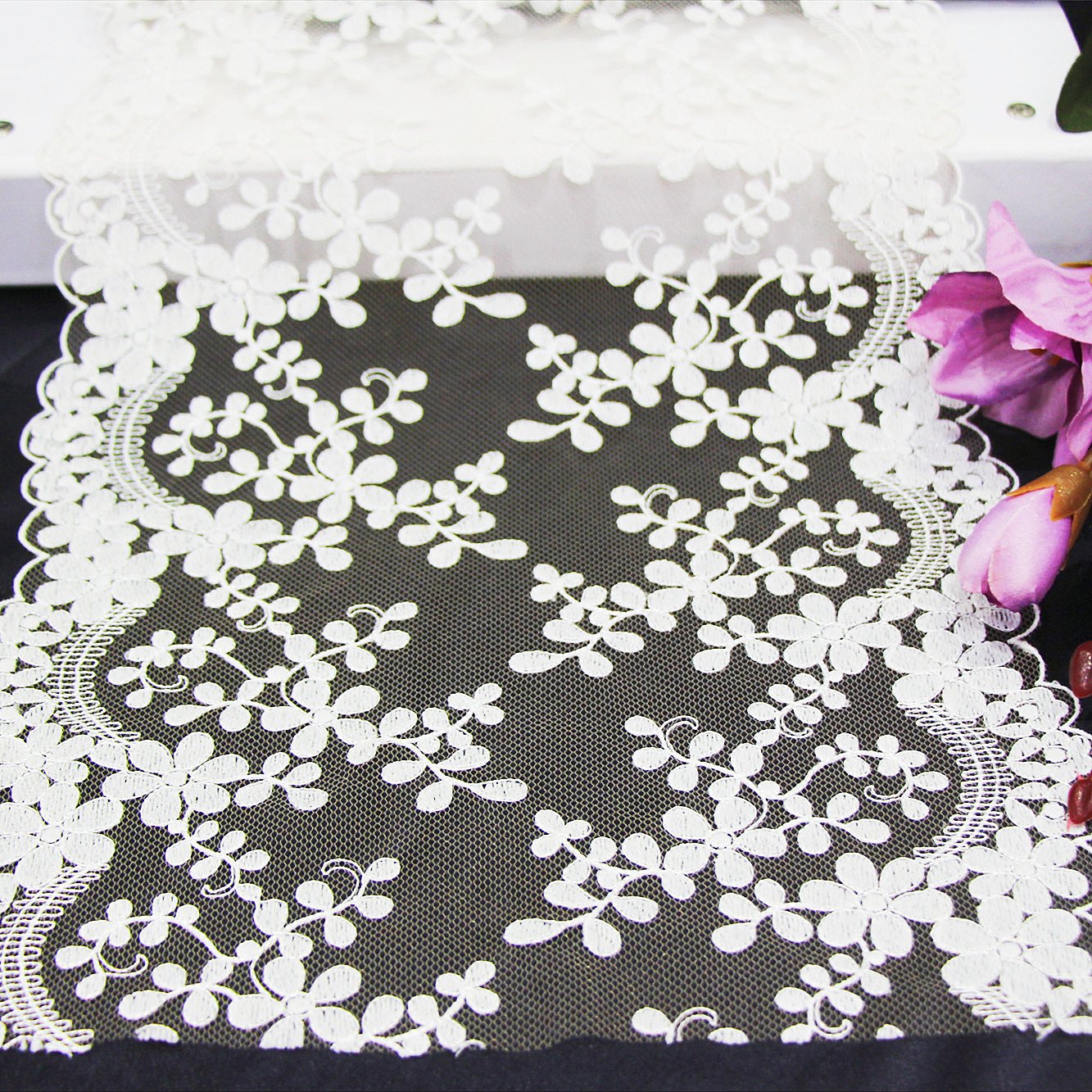 Voile Flower Fabric Embroidery Lace Tulle Embroidered Lace Trim Net Lace For Women Dress Lingerie