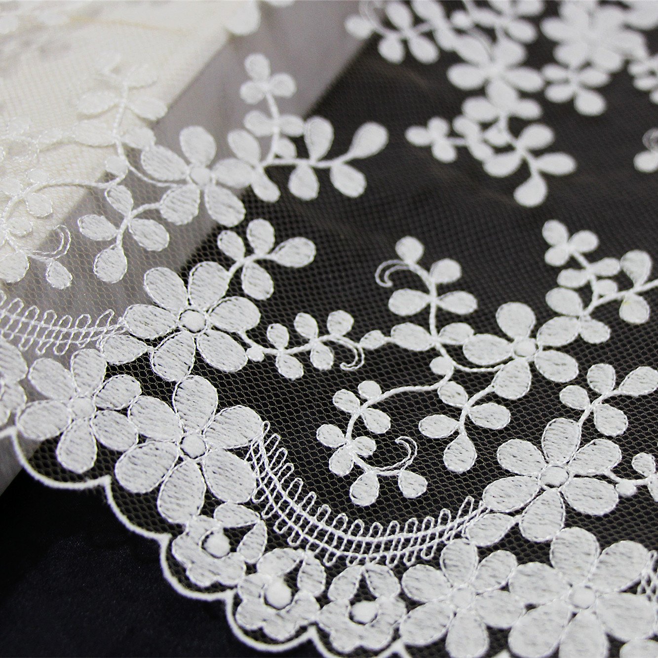 Voile Flower Fabric Embroidery Lace Tulle Embroidered Lace Trim Net Lace For Women Dress Lingerie