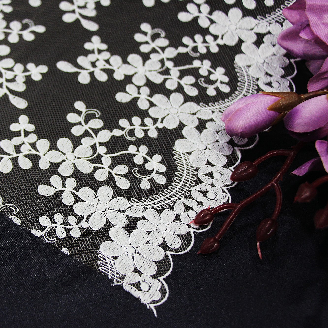 Voile Flower Fabric Embroidery Lace Tulle Embroidered Lace Trim Net Lace For Women Dress Lingerie