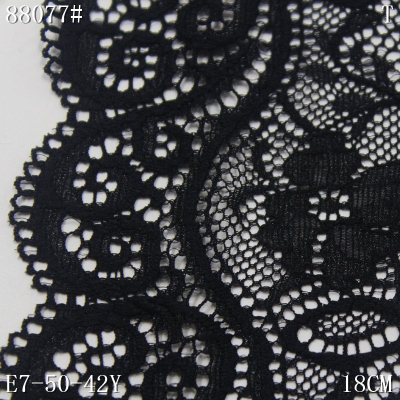 factory price 18cm Good Quality Stretch Elastic Lace Fabric breathable nylon spandex black Bright Yellow Lace Trim for underwear