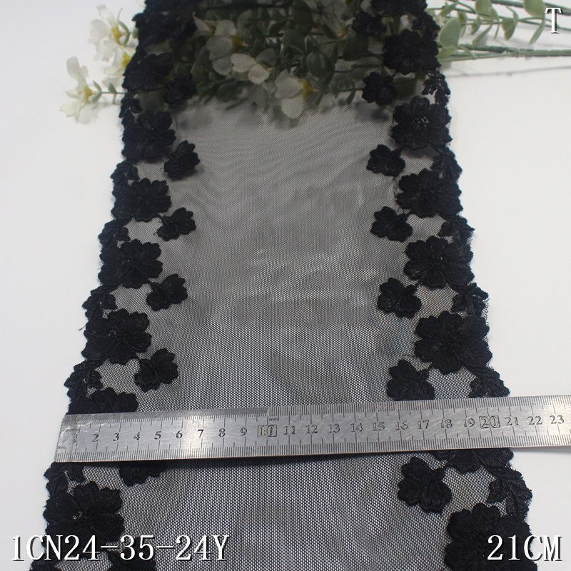 Colorful Flower embroidery Lace Trimmings Handmade Cotton French Tulle Lace Fabrics For women long lace wedding evening dress