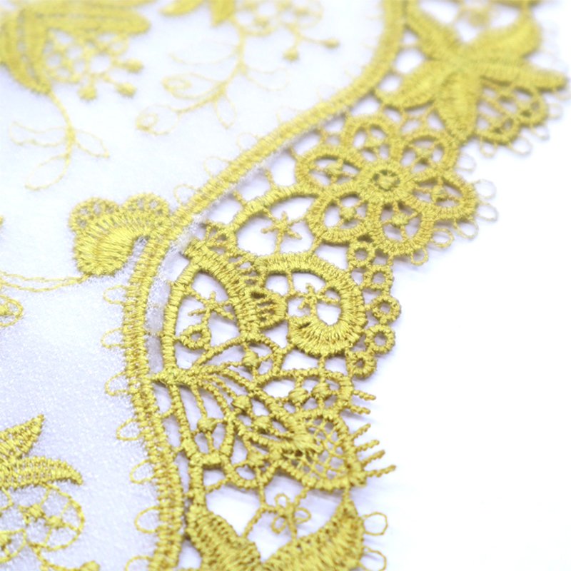 chiffon white mesh fabric with popular hollowed out pattern edges water soluble lace