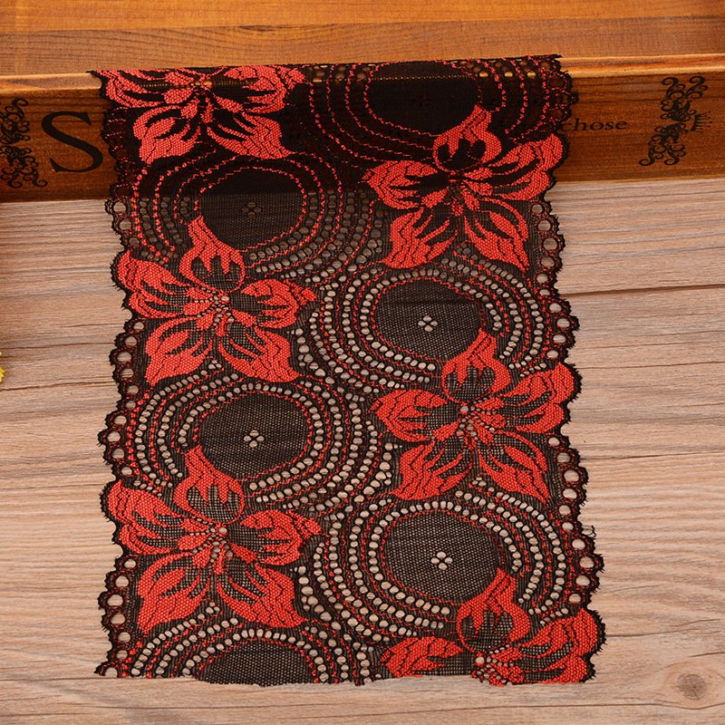 Hot Sale New Design Flower Elastic Embroidery Lace Fabric Polyester Tulle Lace Trim For Women Dress