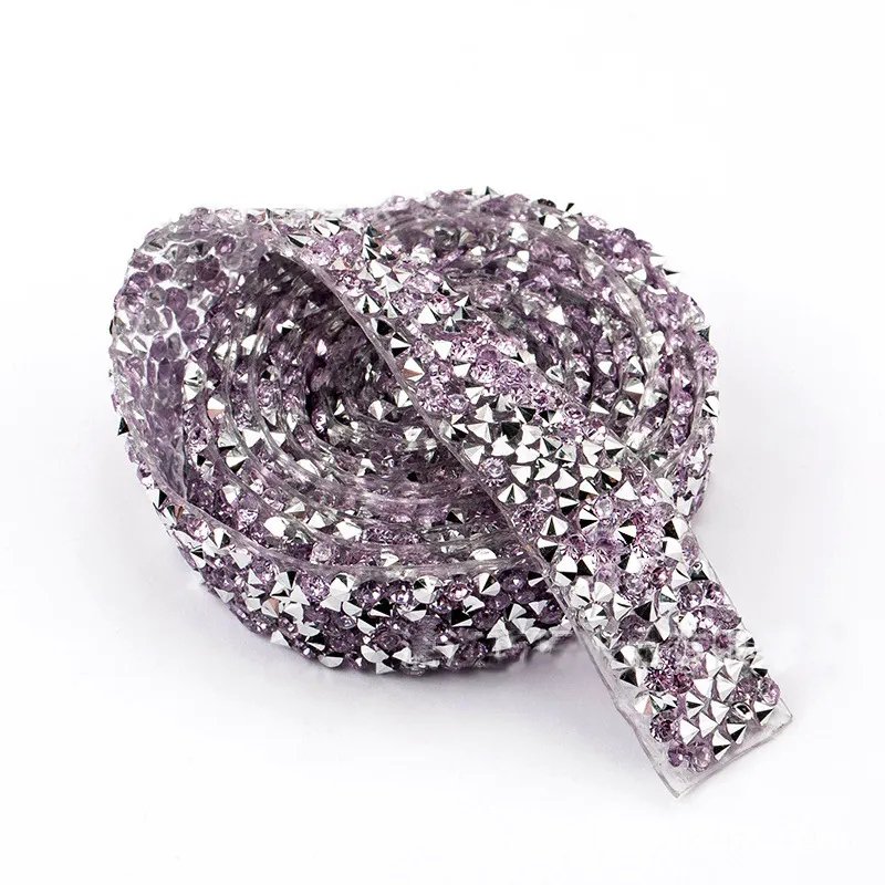 Bling Bling Crystal Rhinestone Ribbon Hot Fix Rhinestone Trim Ribbons Roll Banding Belt Wrap For Dressing Shoes Bag Diy