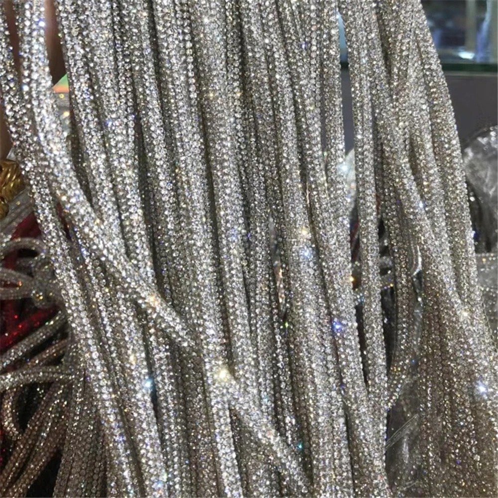Honor of crystal 6mm Round Shape Rhinestone Rope Trimming Crystal String Bling Drawstring For Clothing Diy Bows