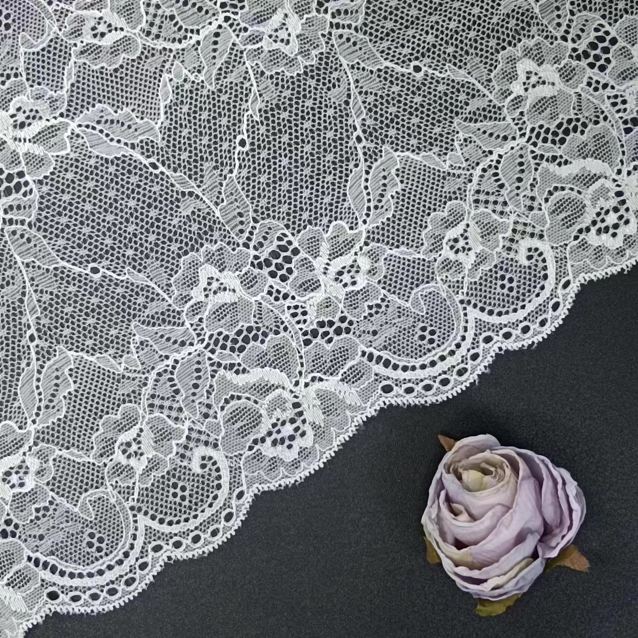 Elegant Floral Voile 20 cm Elastic Nylon Spandex Border Tulle Border Lace Trim for Underwear & Lingerie Accessories