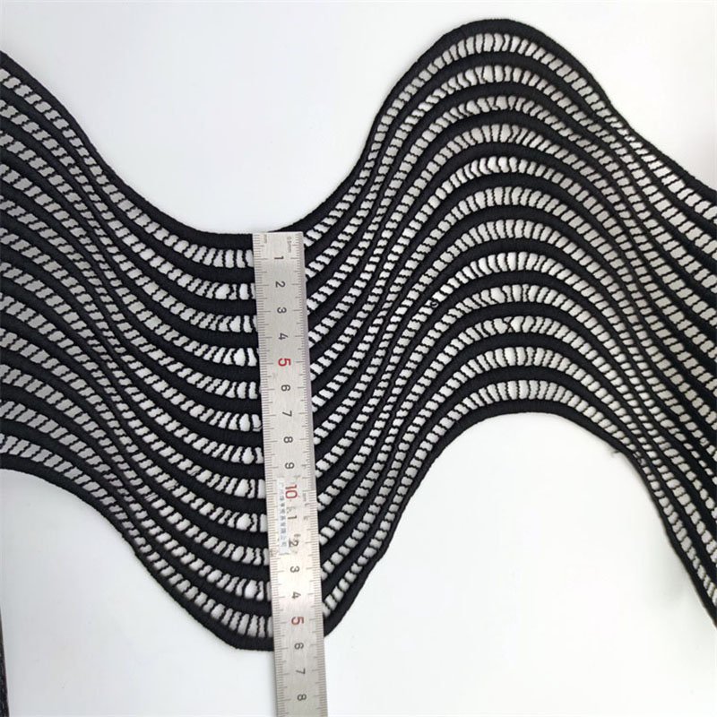 Ready Stock 18CM Wave Lace Trim Black Color 8/13/17 rows Hollow Milk Silk Material White Waving Laces Garment Accessory