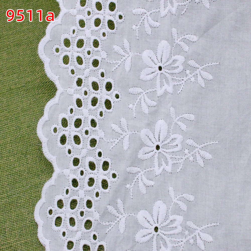 High quality embroidered cotton voile fabric for women cloths cotton lace trimming