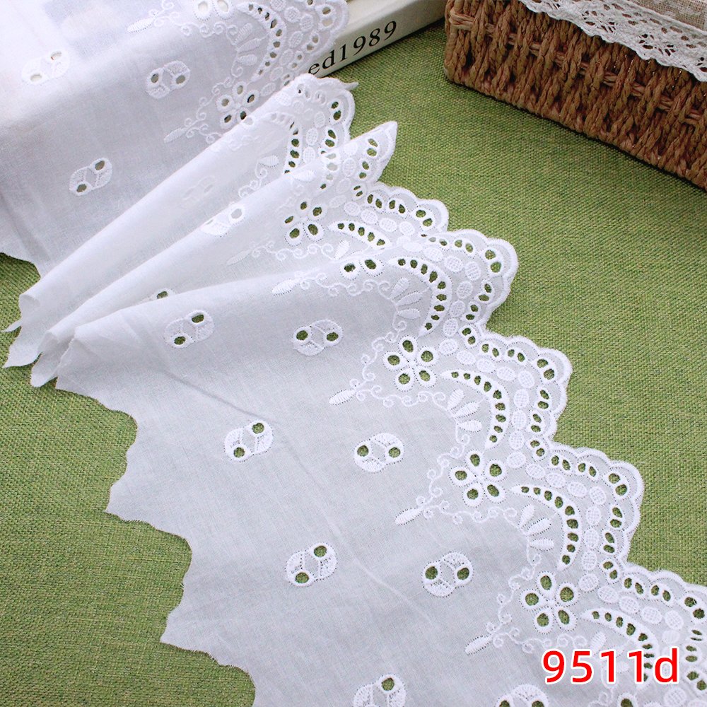High quality embroidered cotton voile fabric for women cloths cotton lace trimming