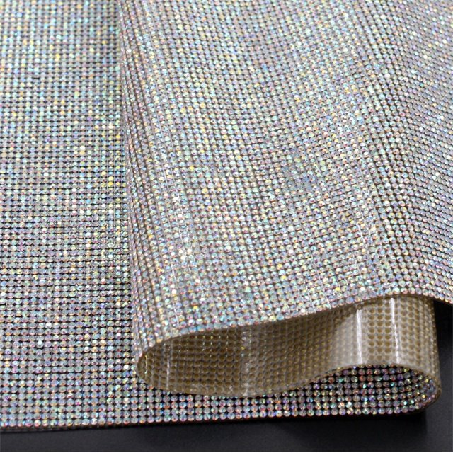 Diamond Mesh Trimming Crystal AB Rhinestone Sheet for Decorative Wholesale Bling Bling 2mm Sheet Shape Flatback Iron on ,hotfix