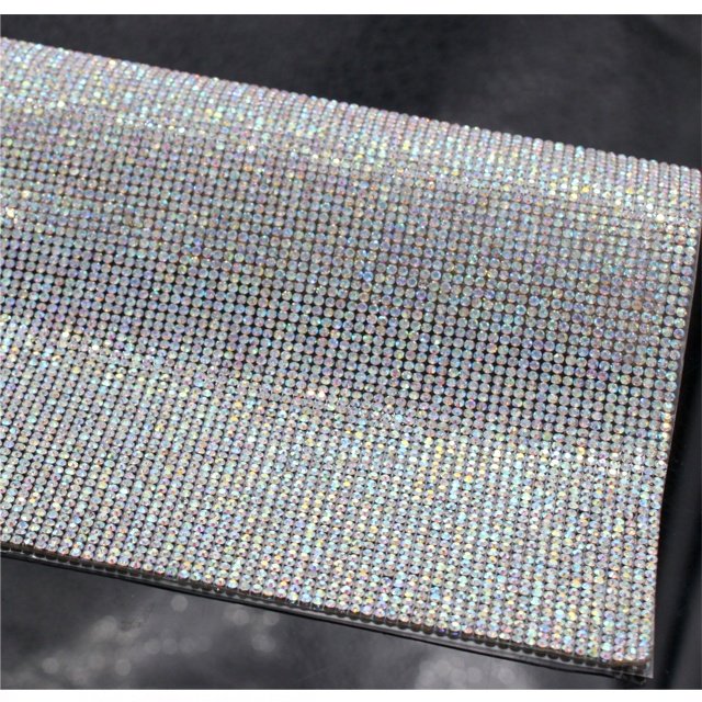 Diamond Mesh Trimming Crystal AB Rhinestone Sheet for Decorative Wholesale Bling Bling 2mm Sheet Shape Flatback Iron on ,hotfix