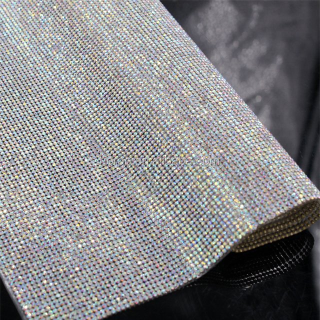 Diamond Mesh Trimming Crystal AB Rhinestone Sheet for Decorative Wholesale Bling Bling 2mm Sheet Shape Flatback Iron on ,hotfix