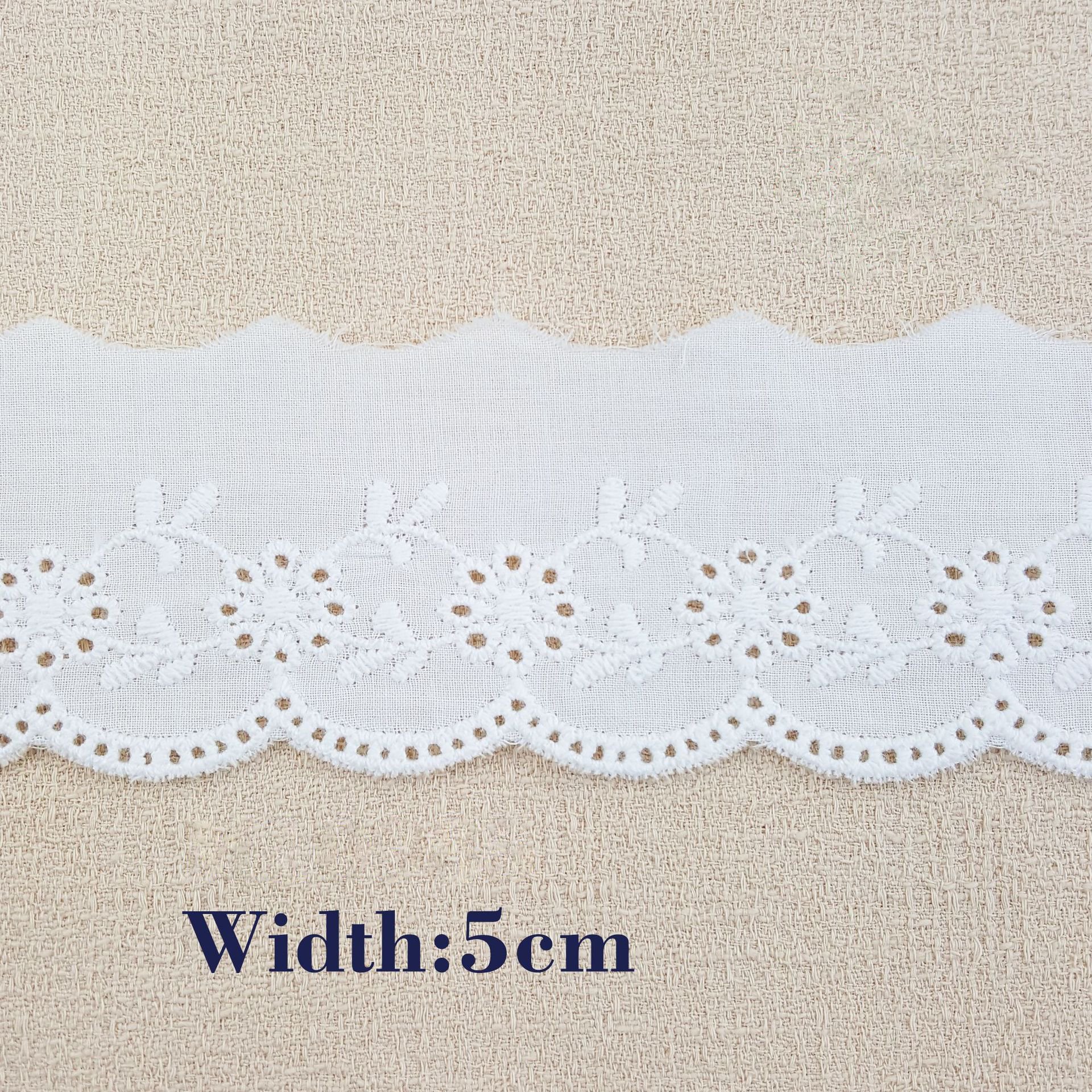 High Quality Embroidery Lace Fabric White Eyelet Cotton Lace Fabric Trim 5 Yards