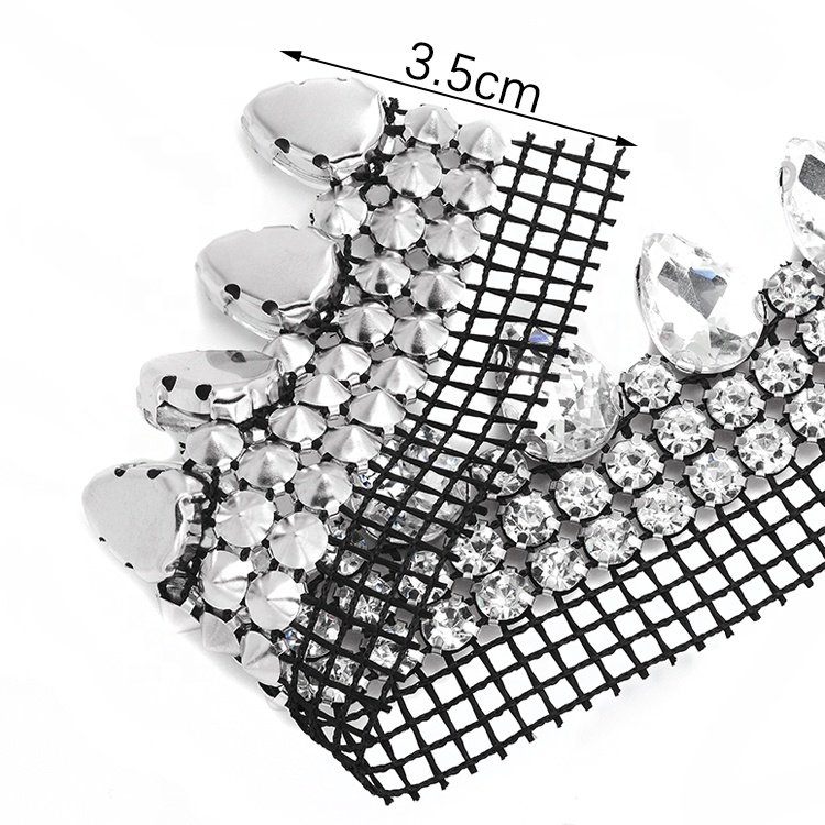 Hot sale mesh drill three rows of 10*14 water drops mesh diy clothing shoes hat accessories crystal chain trim glass