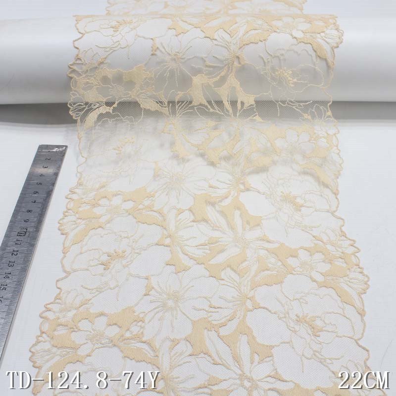Wholesale Black Tulle Flower Embroidery Lace Trim 23cm Border Polyester Lace Fabric for Sexy Lingerie Accessories