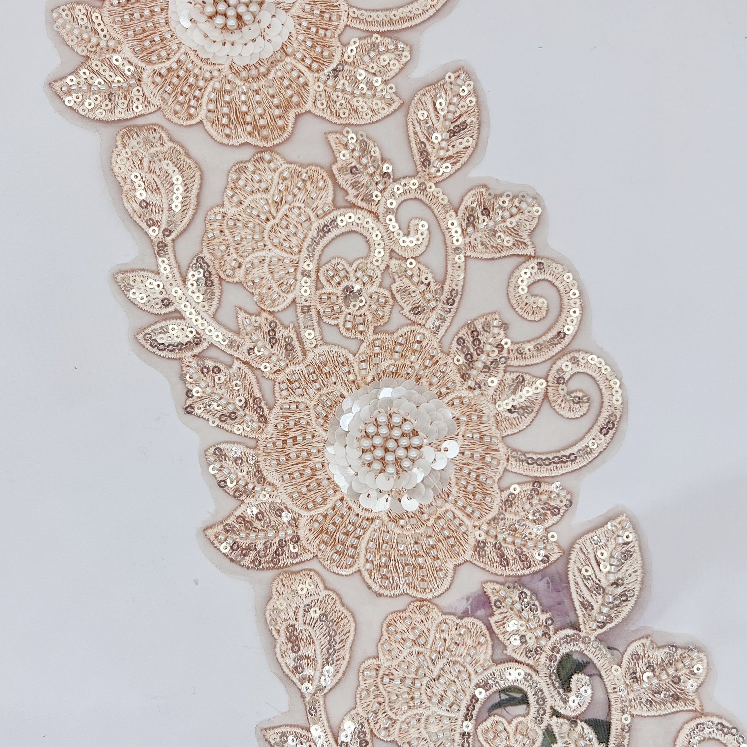 Hot Nigerian robe accessories Handmade beaded sequins pearl trimming wedding dress lace trim