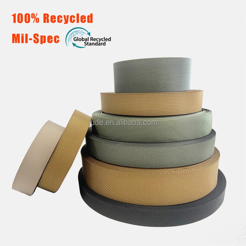 1.5cm 38mm Strip Recycled Webbing Belt Custom Color Green Coyote Brown Trimmed Seatbelt Camera Strap