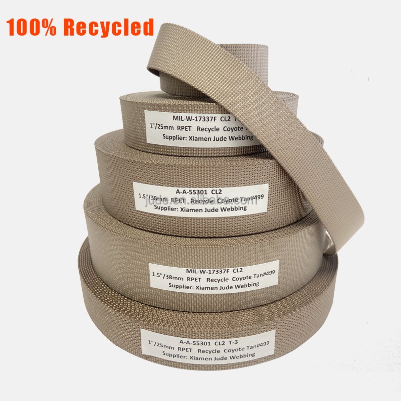 1.5cm 38mm Strip Recycled Webbing Belt Custom Color Green Coyote Brown Trimmed Seatbelt Camera Strap