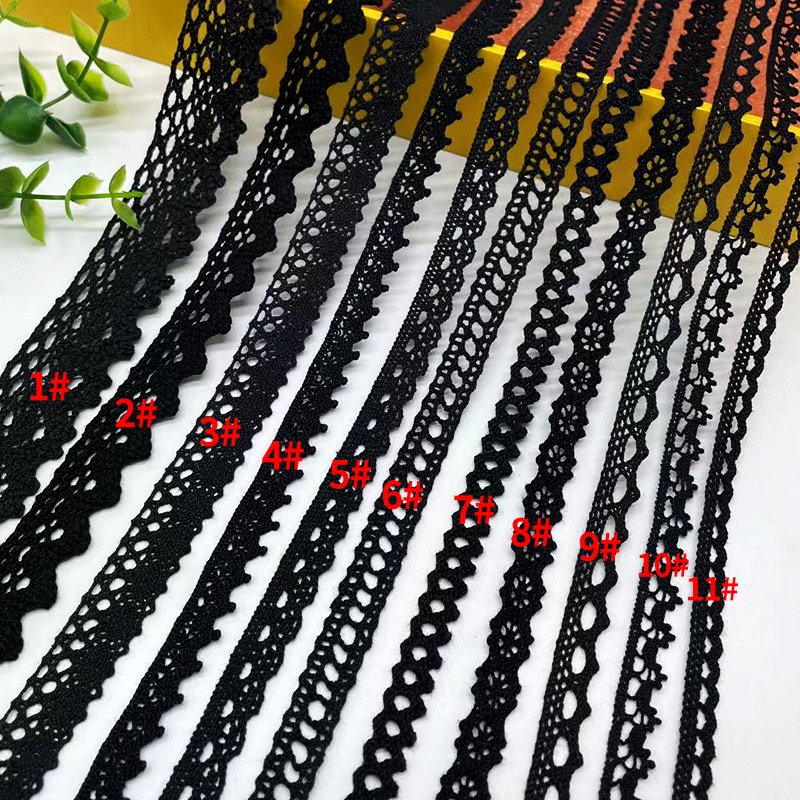 white beige black color knitted trimming crochet cotton lace trim for garment accessories
