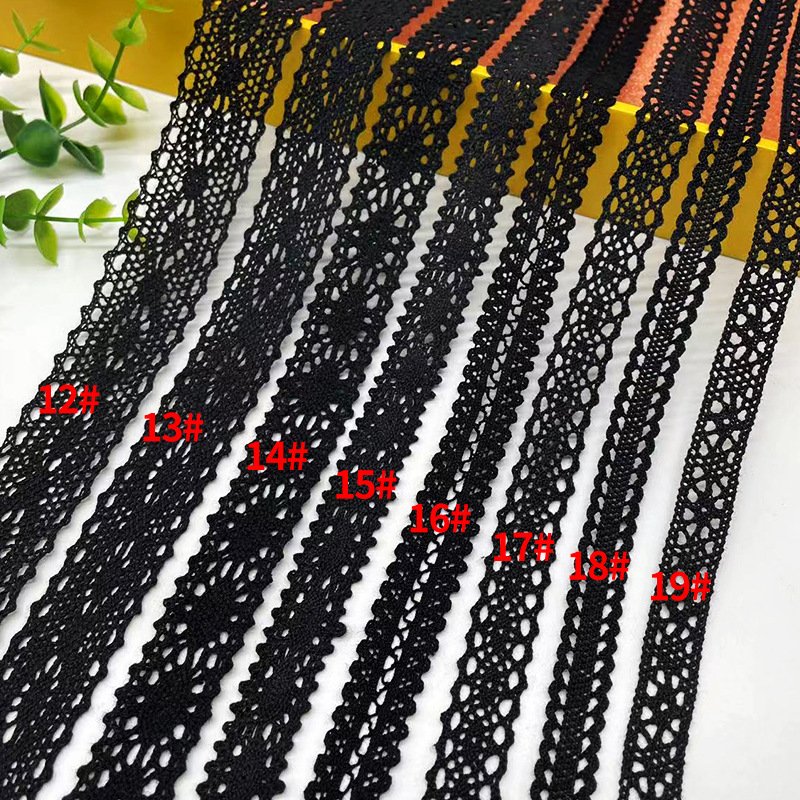 white beige black color knitted trimming crochet cotton lace trim for garment accessories