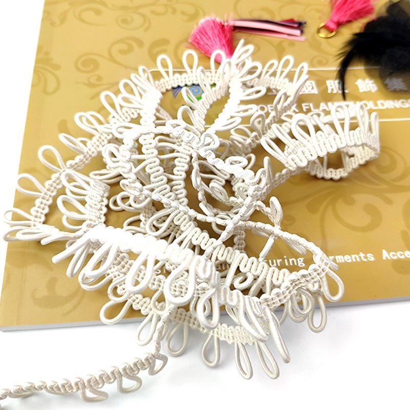 Factory custom hight quality elastic button loops 1/4 elastic cord for wedding dress pearl trimming