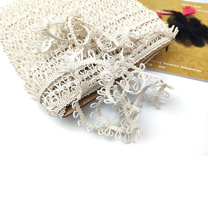 Factory custom hight quality elastic button loops 1/4 elastic cord for wedding dress pearl trimming