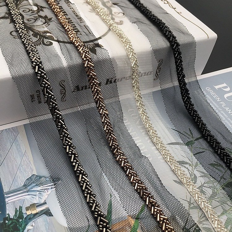 ZSY Handmade Pearl beaded lace trim fashion garments accessory rhinestone ribbon trim black color trim for clothes