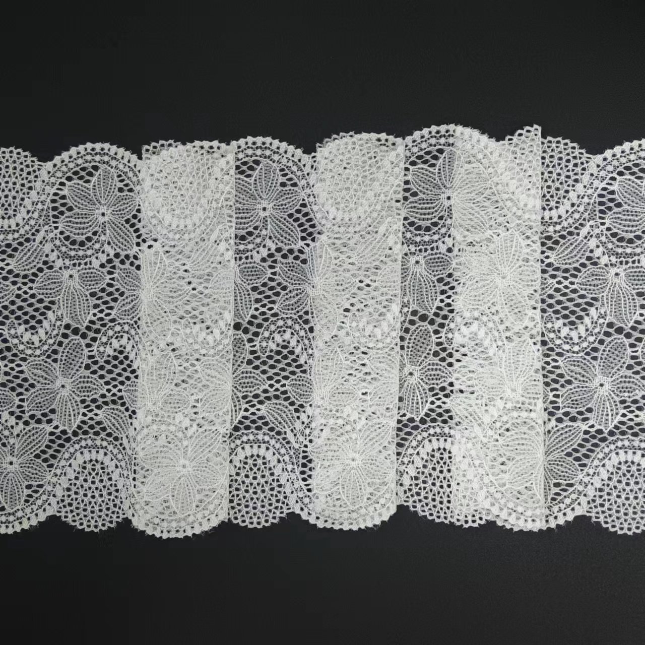 19CM Width White Tulle Lace Trimming Roll Knitted Elastic Voile Nylon Spandex Lace Trim for Lingerie Decoration
