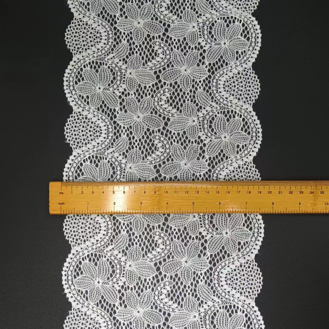 19CM Width White Tulle Lace Trimming Roll Knitted Elastic Voile Nylon Spandex Lace Trim for Lingerie Decoration