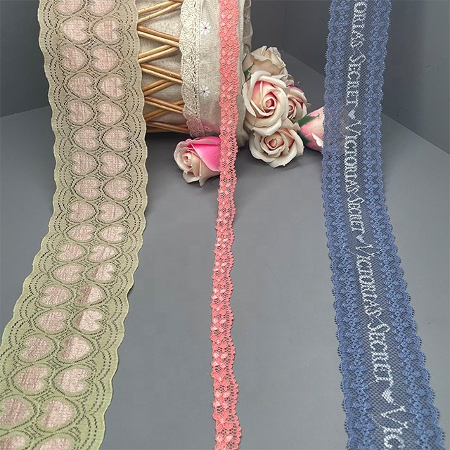 TUTON Top Quality Custom French Elastic 1.6/5.7/8.0 CM Trim Wholesale for Lingerie Narrow Stretch Lace Spandex / Nylon DTM