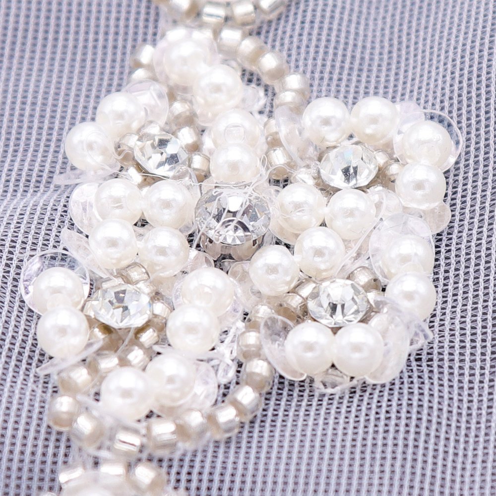 Best Designer Wedding Dress Lace Trim Hand Sewing Pearl Decorative Tape White Lace Trim With Rhinestones