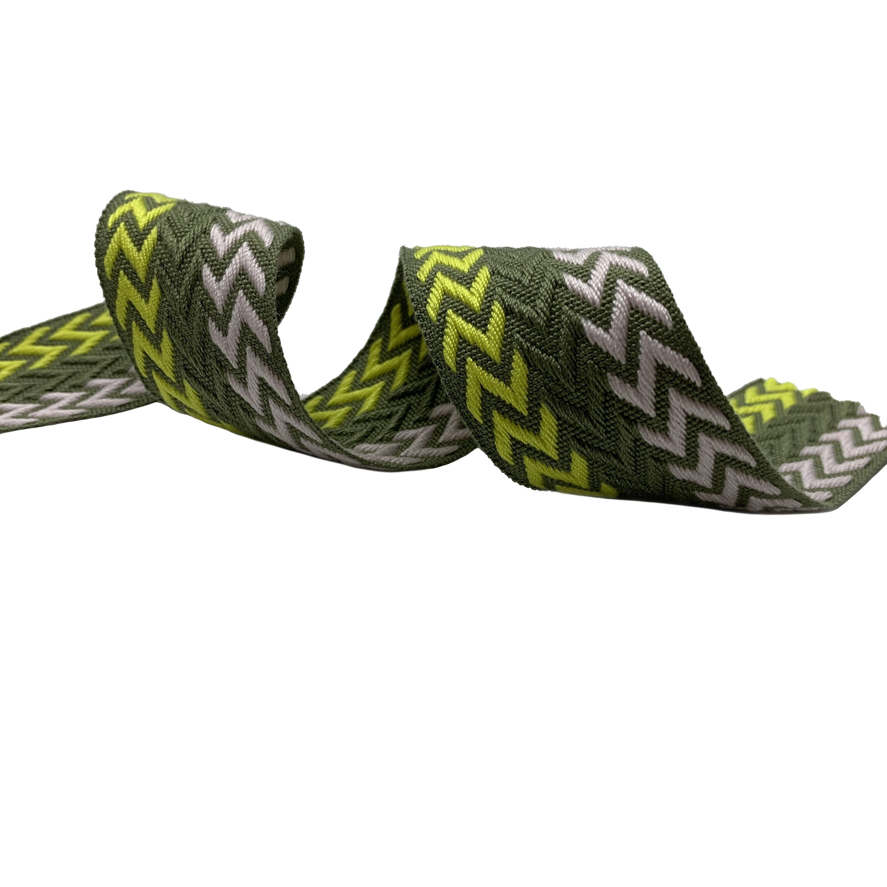 Custom 3.5 CM Durable Double-sided Rhombus Geometric Pattern Polypropylene Polyester Jacquard Webbing