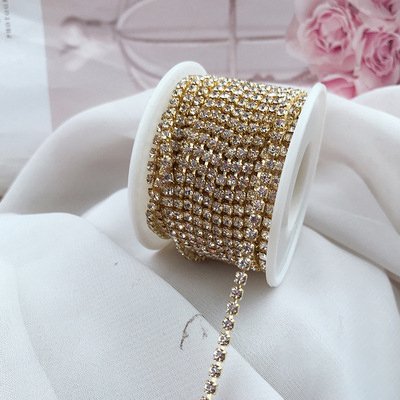 yantuo wholesale bulk 2mm ,3mm,4mm clear,crystal AB brass close strass rhinestones cup Trimming chain for jewelry making,DIY