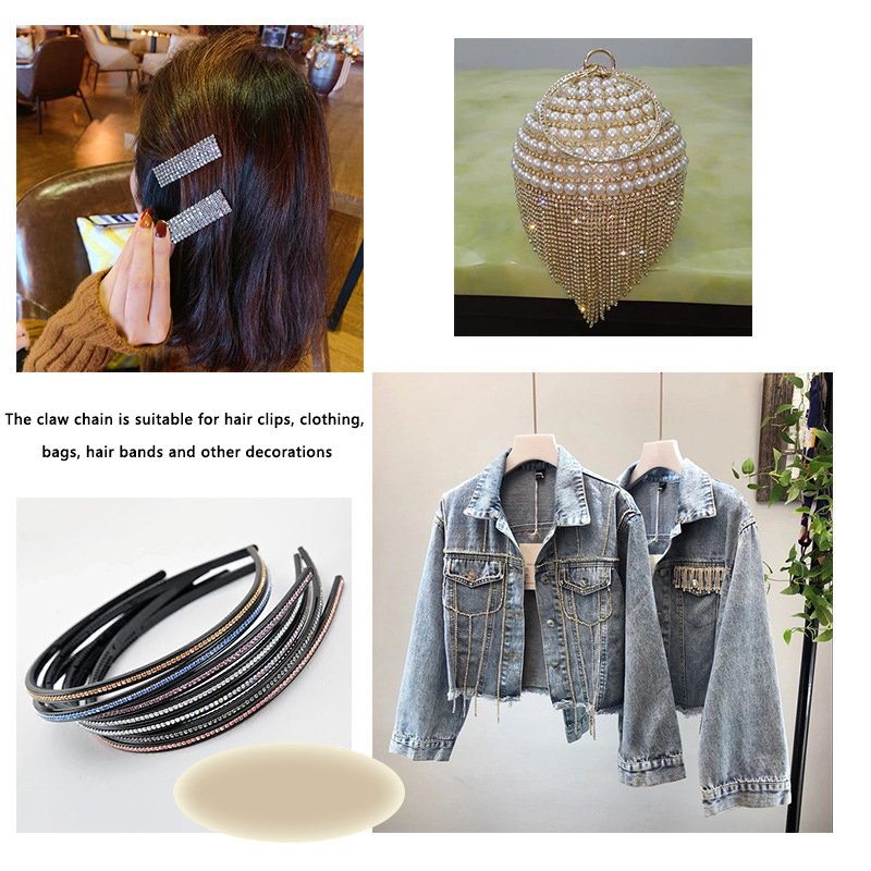 yantuo wholesale bulk 2mm ,3mm,4mm clear,crystal AB brass close strass rhinestones cup Trimming chain for jewelry making,DIY