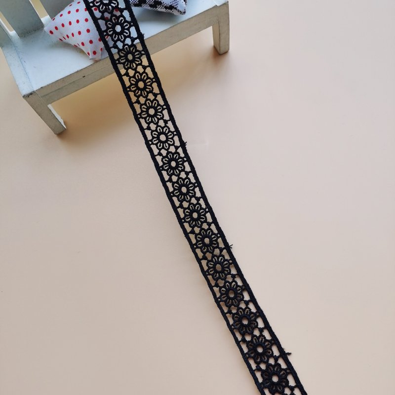 Embroidery White Garment Accessories Trim Lace Wedding Bridal Lace Trimming 1.8cm Width Black Embroidery Lace Ribbons