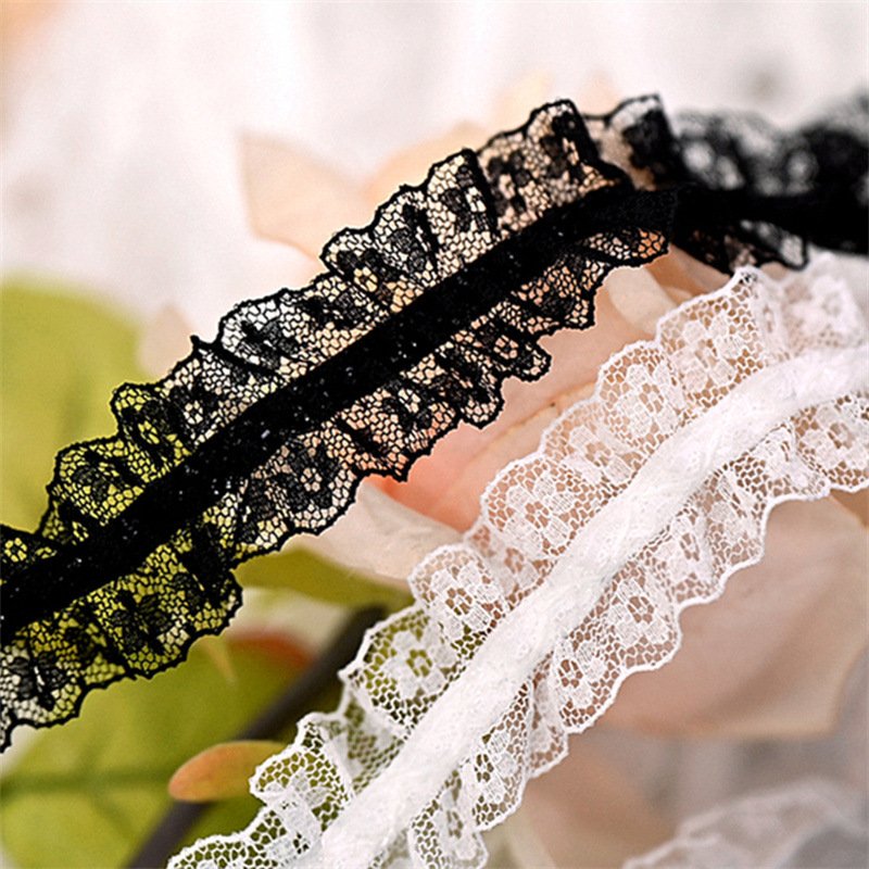 Beautiful black and white gauze stretch mesh lace trim clothing accessories