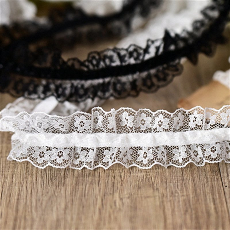 Beautiful black and white gauze stretch mesh lace trim clothing accessories