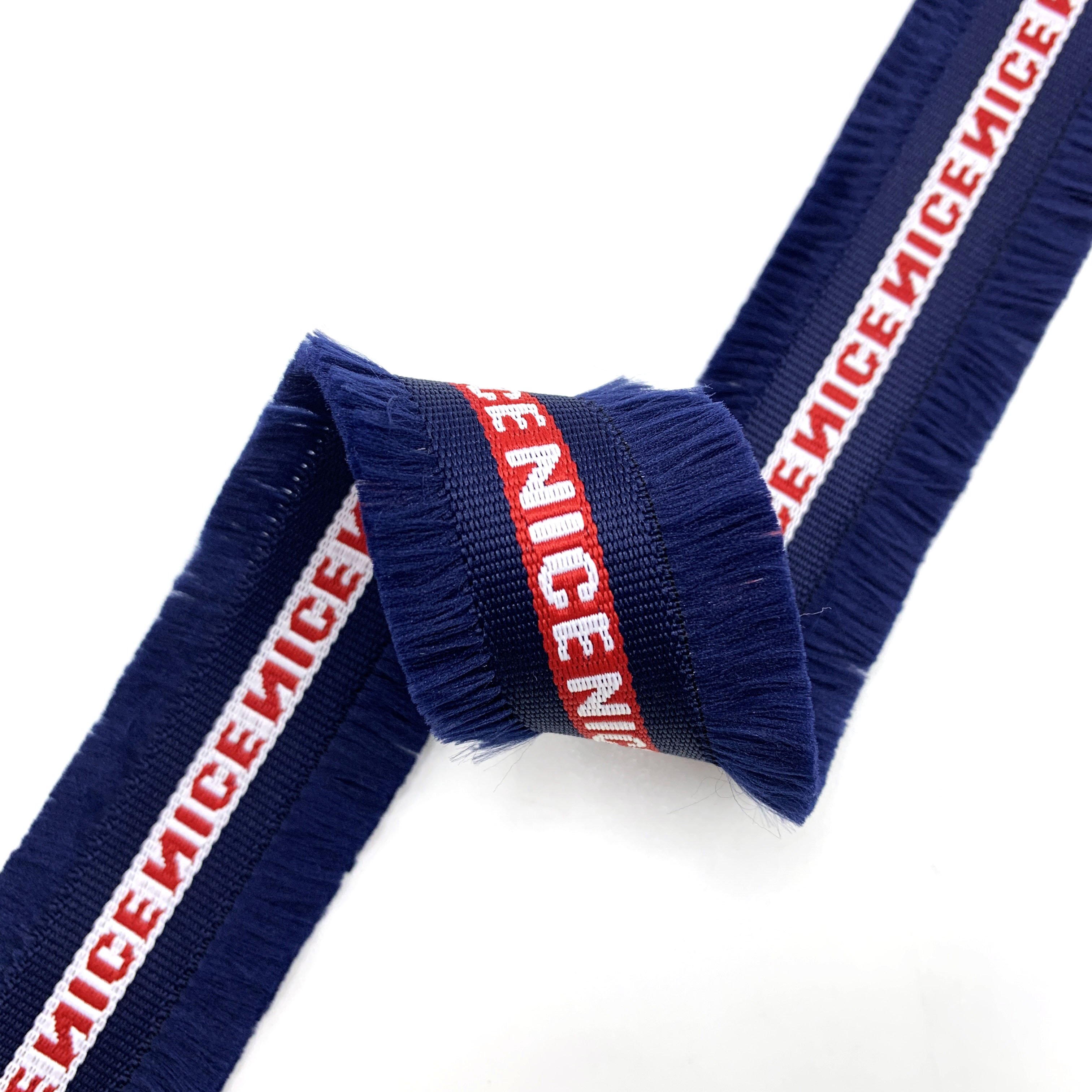 Custom Sustainable Orange Tassel Webbing Polyester Jacquard Plain Purl Tassel Webbing