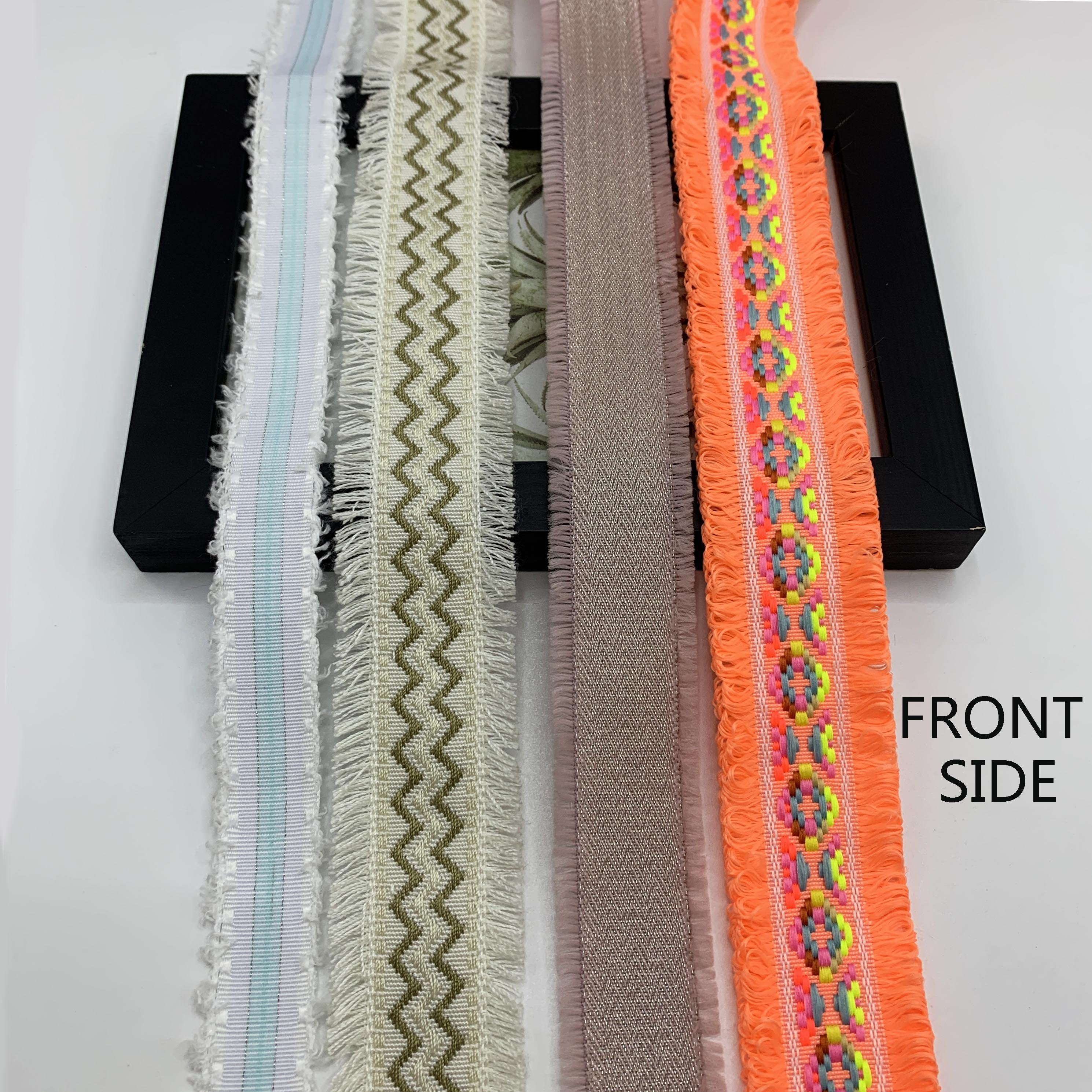 Custom Sustainable Orange Tassel Webbing Polyester Jacquard Plain Purl Tassel Webbing