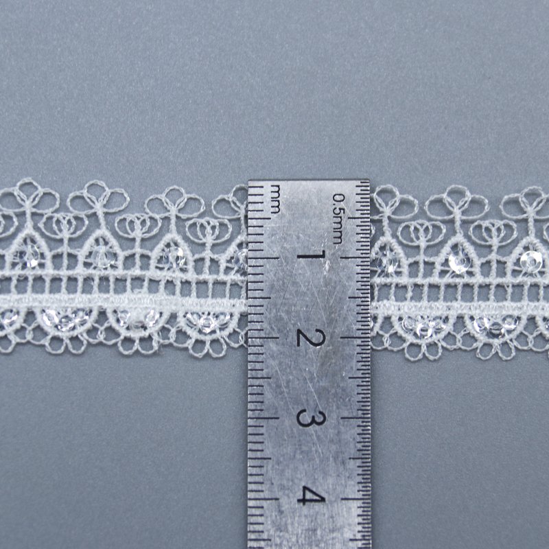 2024 newest sequin luxury french lace trim 100% polyester water soluble lace trim for dress