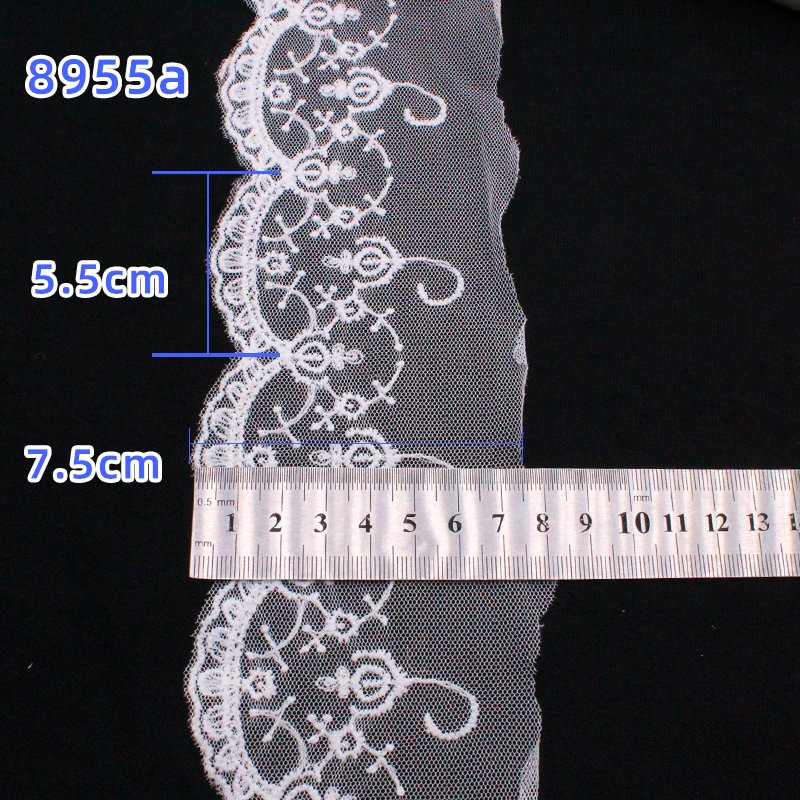 Wholesale White Trim Lace Water Soluble Embroidery Trim for Dresses Milk silk Material Tulle Lace on Knitted Mesh lace
