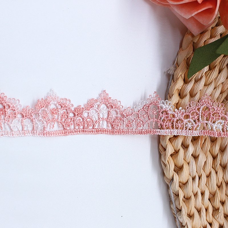 Fashionable pink embroidery lace DIY handmade necklace accessories lace trimming