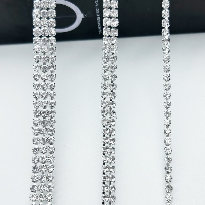 High Quality Rhinestone Trim Garment Clothes Accessories Mental Welding Shinning Crystal Diamond Rhinestone Claw Chain Cup