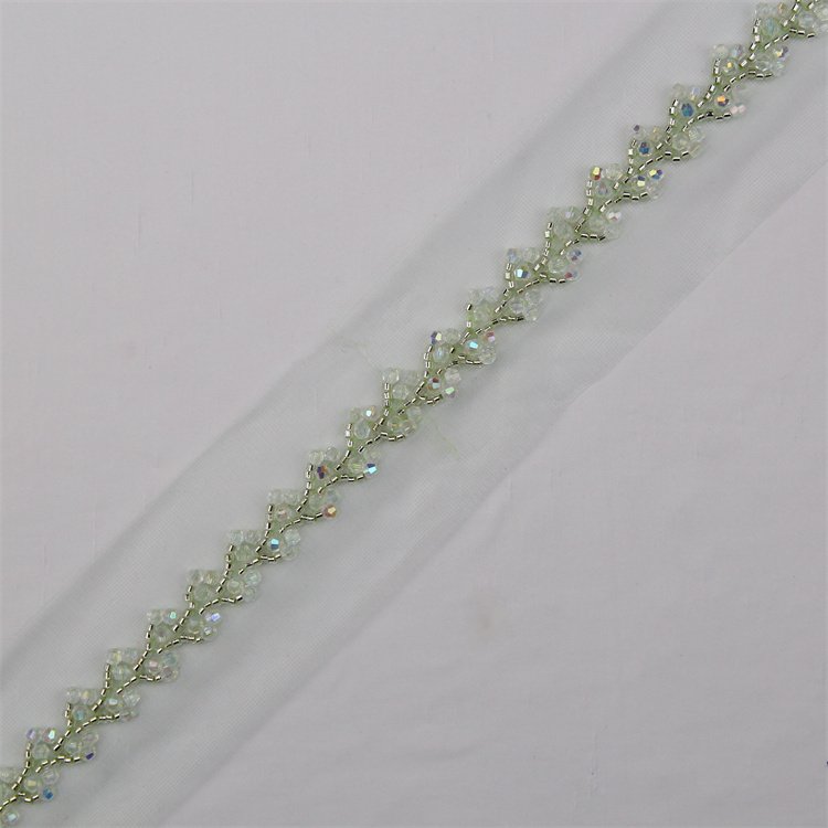 Polyester Mesh Embroidery Beaded Fabric Diy Garment Costume Trimming Dress Sewing Textile Rhinestone Sequined Bridal Lace Trim