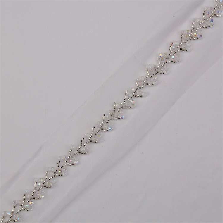 Polyester Mesh Embroidery Beaded Fabric Diy Garment Costume Trimming Dress Sewing Textile Rhinestone Sequined Bridal Lace Trim