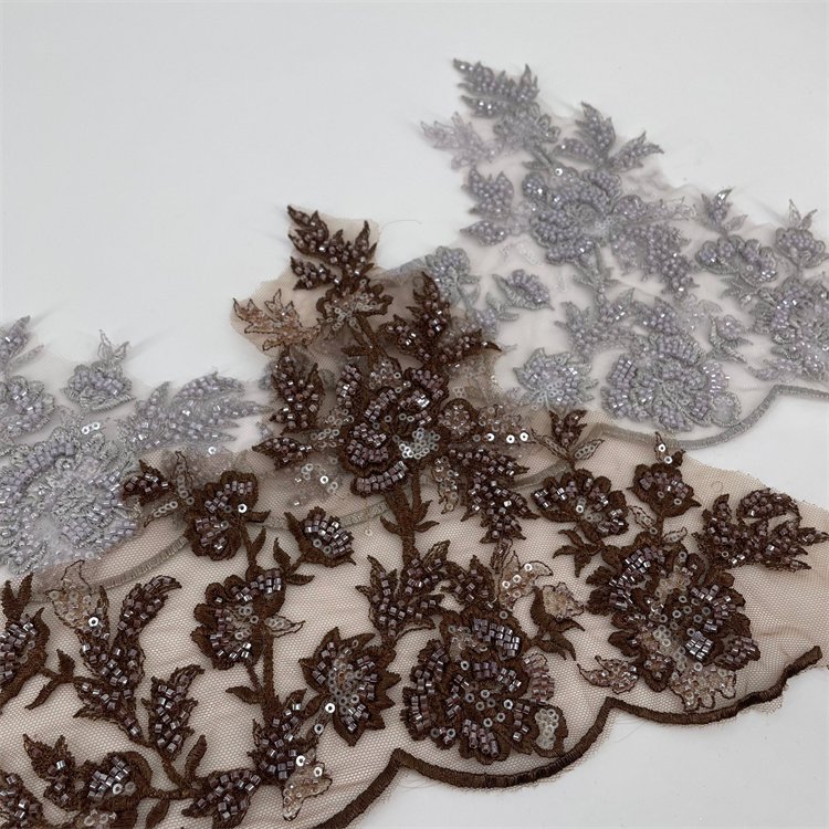Customized 23.5cm wide Colored Embroidered Lace Trim Trimming Beaded Wedding Fabric Garment Accessories