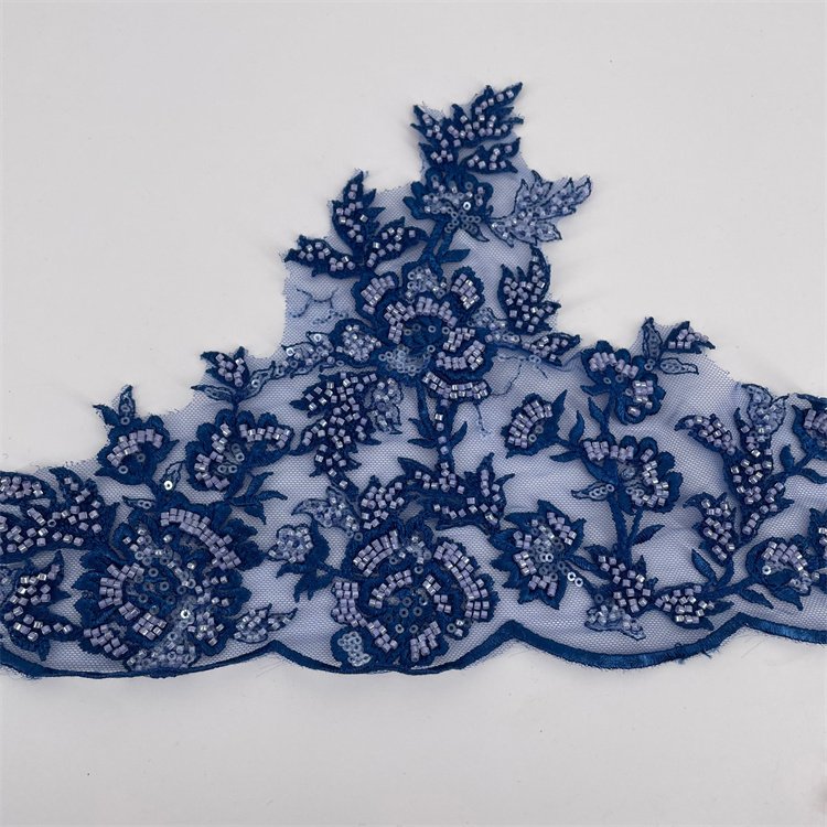 Customized 23.5cm wide Colored Embroidered Lace Trim Trimming Beaded Wedding Fabric Garment Accessories