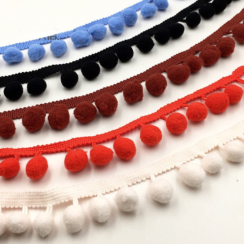 10yard per lot wholesale 2cm 20mm cotton pom pom lace in trimming for garment hats curtain