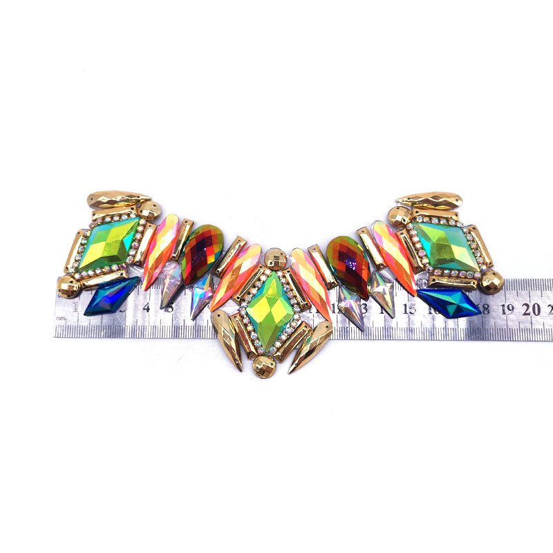 2025 Miami Carnival Costumes Jewelry Colorful Resin Appliques Iron-On Motif Rhinestone Trimming for Dress Making